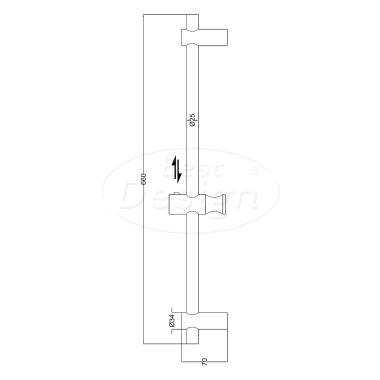 "Ore-Rado" douche-glijstang 66 cm RVS - Artikelnr.: 4011910