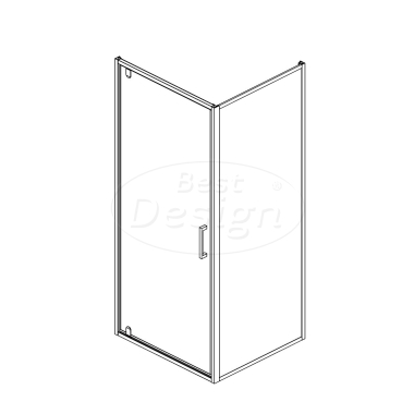 Hoek Cabine Zwart "Baron-H-90" met 1 swing swing deur 90x90x200cm Nano Glas 8 mm - Artikelnr.: 4012050