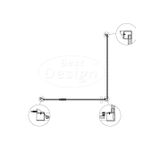 Hoek Cabine Zwart "Baron-H-100" met 1 swing swing deur 100x100x200cm Nano Glas 8 mm - Artikelnr.: 4012060