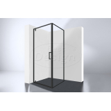 Hoek Cabine Zwart "Baron-H-100" met 1 swing swing deur 100x100x200cm Nano Glas 8 mm - Artikelnr.: 4012060