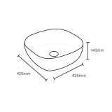 "Royal-Zilver" opbouw-waskom Wit / Zilver 42.5x42.5cm H=14.5cm - Artikelnr.: 4012200