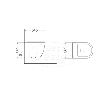 "Guliano-55-Zonder-Spoelrand" wandcloset blinde bevestiging incl. zitting Glans-Wit - Artikelnr.: 4013010