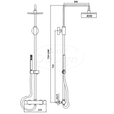 "Paris-200" thermostatische regendouche-opbouwset - Artikelnr.: 3801101