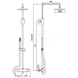 "Black-Pary-300" thermostatische regendouche-opbouwset "Nero" mat-zwart - Artikelnr.: 4010510