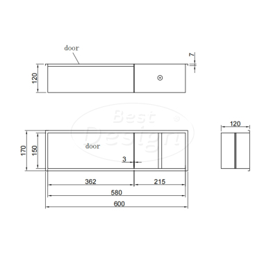 Ore "Zione" inbouw-closetrolhouder incl. deur 60x17x12 cm RVS - Artikelnr.: 4013760