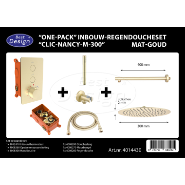 "One-Pack" inbouw-regendoucheset "Clic-Nancy-M-300" mat-goud - Artikelnr.: 4014430