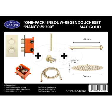 "One-Pack" inbouw-regendoucheset "Nancy-M-300" mat-goud - Artikelnr.: 4008800