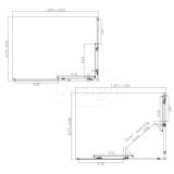 Douchecabine "Hulmer-Nancy-1200" met twee schuifdeuren 1200x890x2100x8mm - Artikelnr.: 4017200