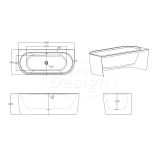 "Bareiss" mat-wit semi vrijstaand wandmodel bad 180x80x60cm - Artikelnr.: 4017180