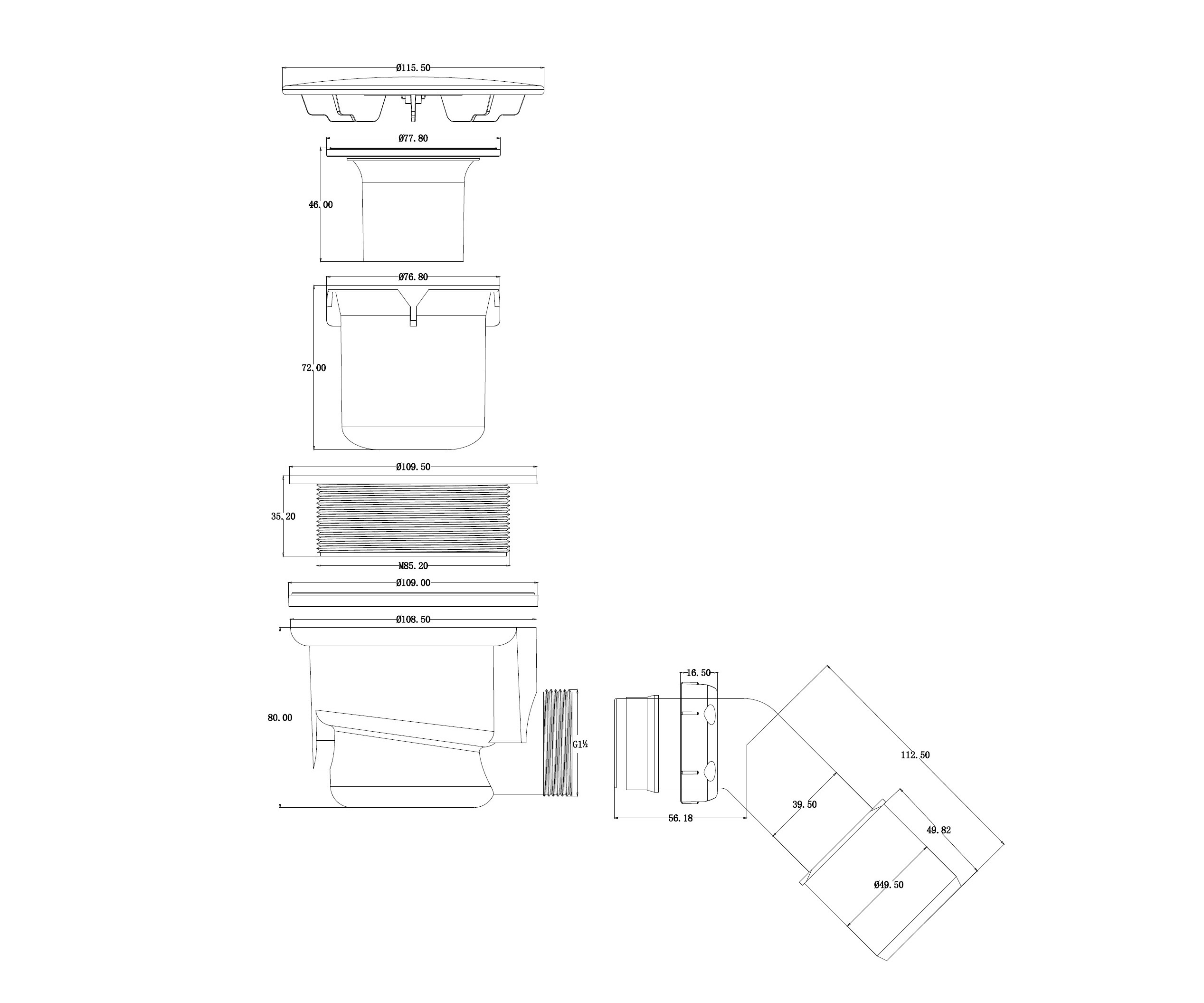 "Populair" doucheplug 90/115 mm (Insteek) - Artikelnr.: 3881010 "Populair" doucheplug 90/115 mm (Insteek) - Artikelnr.: 3881010