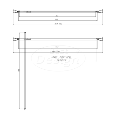 "Arkos-Moya-90" nisdeur 90 x 200 cm Nano Glas 8 mm - Artikelnr.: 4017380