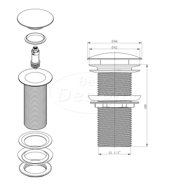 Dijon clic-waste lange draad 5/4" - Artikelnr.: 4017510