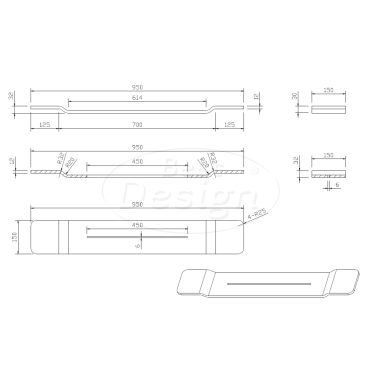 "Hinza" badplank solid-surface mat-wit 950 x 150 mm - Artikelnr.: 4017520