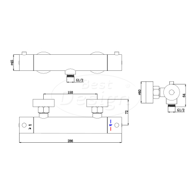 "Ore" opbouw douchethermostaat RVS-304 - Artikelnr.: 4017580