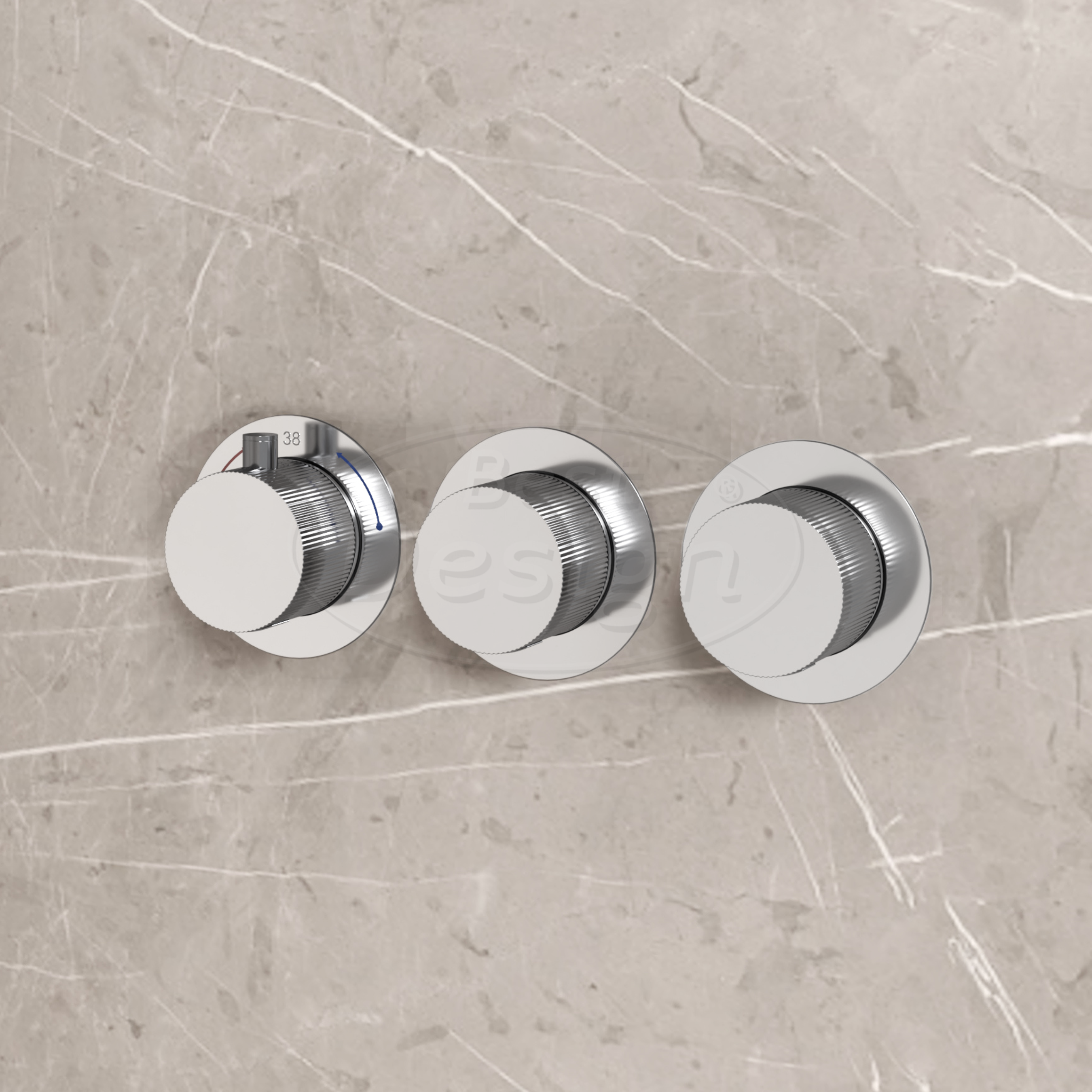 "High-End Chrome" inbouwthermostaat incl. inb.box 2-weg 1/2" chroom - Artikelnr.: 4018320