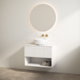 "Rigatti-100" Mat-wit onderkast + Glans-wit meubelblad 100 cm - Artikelnr.: 4021000