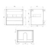 "Rigatti-60" Mat-wit onderkast + Mat-zwart meubelblad 60 cm - Artikelnr.: 4020700