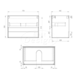 "Rigatti-78" Mat-zwart onderkast + Glans-wit meubelblad 78 cm - Artikelnr.: 4020820
