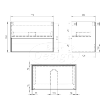 "Rigatti-78" Halifax onderkast + Halifax meubelblad 78 cm - Artikelnr.: 4020770