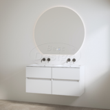 "Bora" Glans-wit onderkast + duo wastafel zonder kraangaten 120cm - Artikelnr.: 4021170