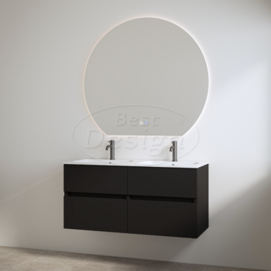 "Bora" Mat-zwart onderkast + duo wastafel met 2 kraangaten 120cm - Artikelnr.: 4021200