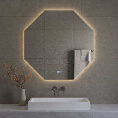 "Honey" Octagon spiegel incl.verwarming, 3 kleuren LED verlichting, dimbaar 60x60cm - Artikelnr.: 4021790
