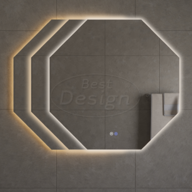 "Honey" Octagon spiegel incl.verwarming, 3 kleuren LED verlichting, dimbaar 60x60cm - Artikelnr.: 4021790