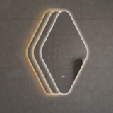 "Wieber" ruitvorm spiegel incl.verwarming, 3 kleuren LED verlichting dimbaar 100x50 cm - Artikelnr.: 4021860
