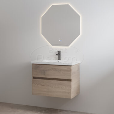 Badkamermeubelset "Quick" Frosted Brown onderkast + Glans-wit wastafel 65cm - Artikelnr.: 4022070