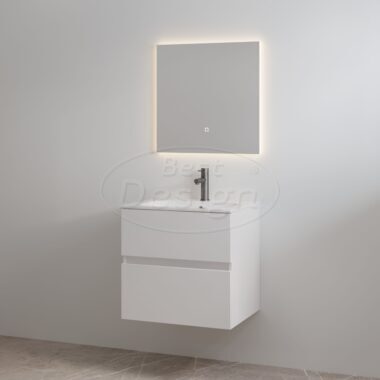 "Splash-60" Glans-wit onderkast + wastafel met kraangat 60cm - Artikelnr.: 4022420