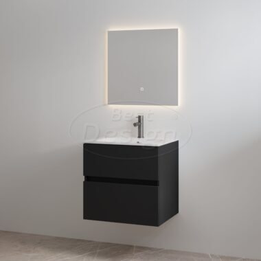 "Splash-60" Mat-zwart onderkast + wastafel met kraangat 60cm - Artikelnr.: 4022460