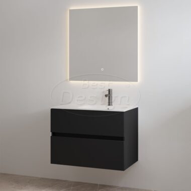 "Splash-80" Mat-zwart onderkast + wastafel met kraangat 80cm - Artikelnr.: 4022520