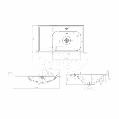 "Splash-80" Glans-wit onderkast + wastafel met kraangat 80cm - Artikelnr.: 4022480