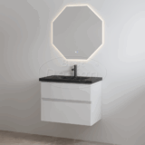 "Quick-Black" Glans-wit onderkast + Mat-zwart wastafel 80cm - Artikelnr.: 4021960