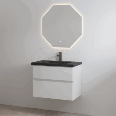 "Quick-Black" Glans-wit onderkast + Mat-zwart wastafel 65cm - Artikelnr.: 4021950