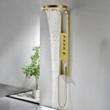 "Nancy-Future" Thermostatisch douchepaneel 1440x220/520mm mat-goud - Artikelnr.: 4020730