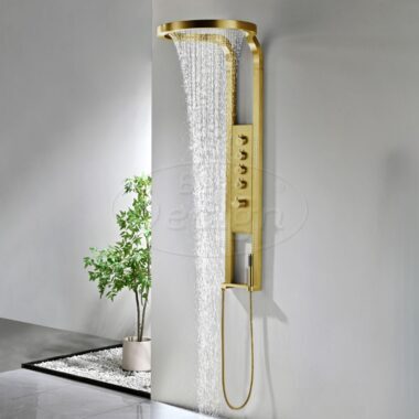 "Nancy-Future" Thermostatisch douchepaneel 1440x220/520mm mat-goud - Artikelnr.: 4020730