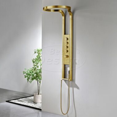 "Nancy-Future" Thermostatisch douchepaneel 1440x220/520mm mat-goud - Artikelnr.: 4020730