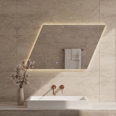 "Vibe" Parallelo spiegel incl.verwarming, 3 kleuren LED verlichting,dimbaar 120x65 cm - Artikelnr.: 4023250