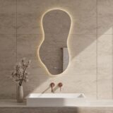 "Ziza" Organische spiegel incl. verwarming, 3 kleuren LED verlichting dimbaar 100x50 cm - Artikelnr.: 4023260