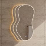"Ziza" Organische spiegel incl. verwarming, 3 kleuren LED verlichting dimbaar 100x50 cm - Artikelnr.: 4023260