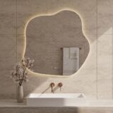 "Blub" Organisch spiegel incl.verwarming, 3 kleuren LED verlichting, dimbaar 80x80cm - Artikelnr.: 4023280
