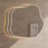 "Blub" Organisch spiegel incl.verwarming, 3 kleuren LED verlichting, dimbaar 80x80cm - Artikelnr.: 4023280