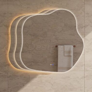 "Blub" Organisch spiegel incl.verwarming, 3 kleuren LED verlichting, dimbaar 60x60cm - Artikelnr.: 4023270