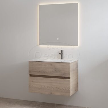 "Splash-80" Frosted-Brown onderkast + wastafel met kraangat 80cm - Artikelnr.: 4023720