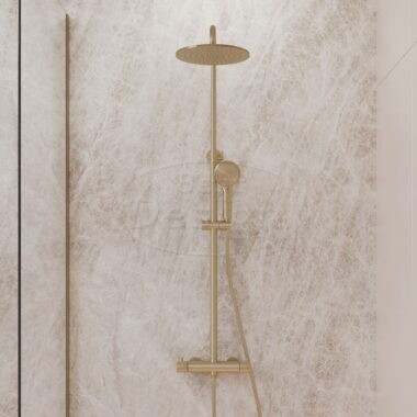 "High-End Nancy" RVS-304 thermostatische regendouche opbouwset mat-goud - Artikelnr.: 4022610