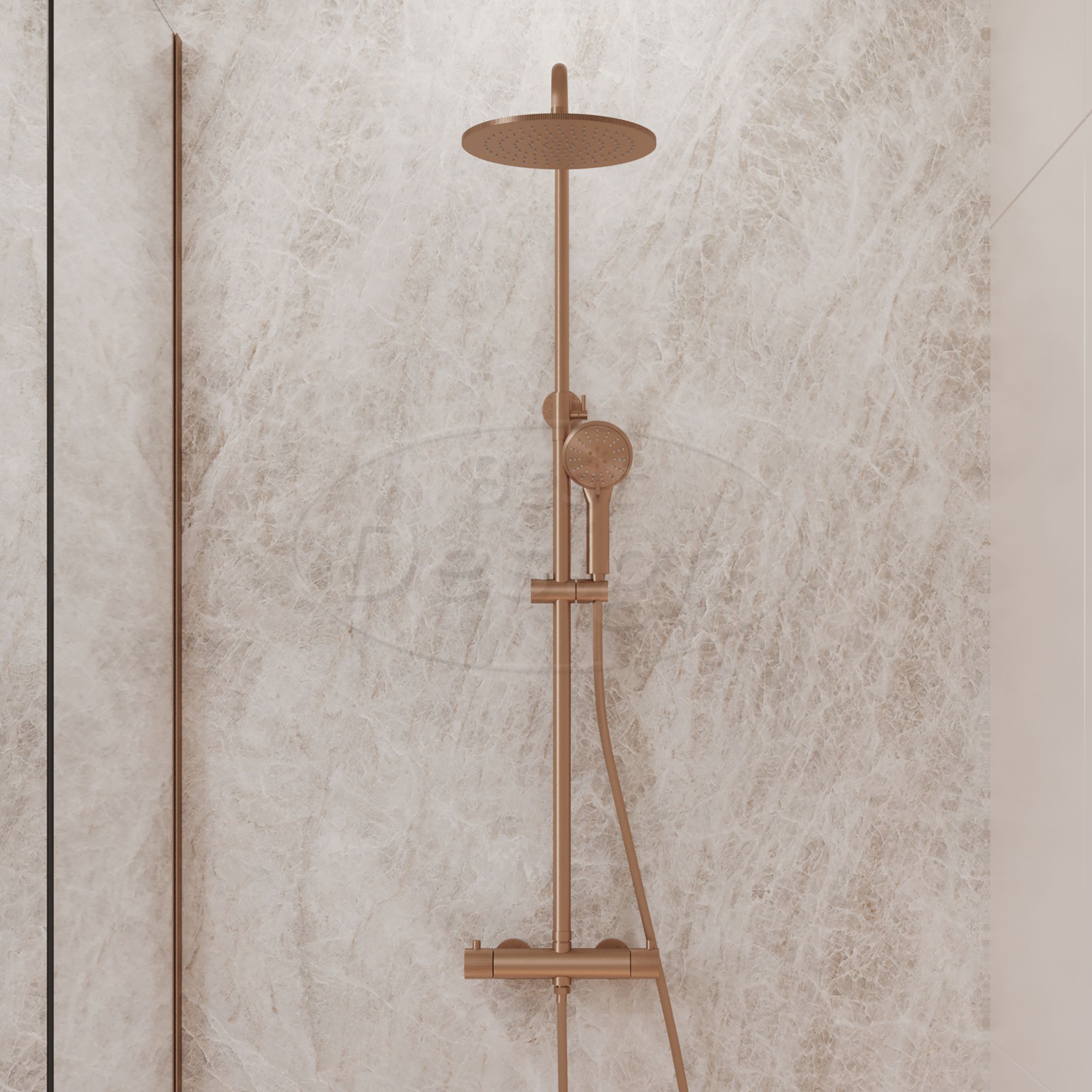 "High-End Liora" RVS-304 thermostatische regendouche opbouwset Desert Brown - Artikelnr.: 4022630