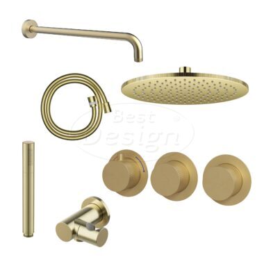 "One-Pack" inbouw-regendoucheset "High-End Nancy M-250" mat-goud - Artikelnr.: 4025920