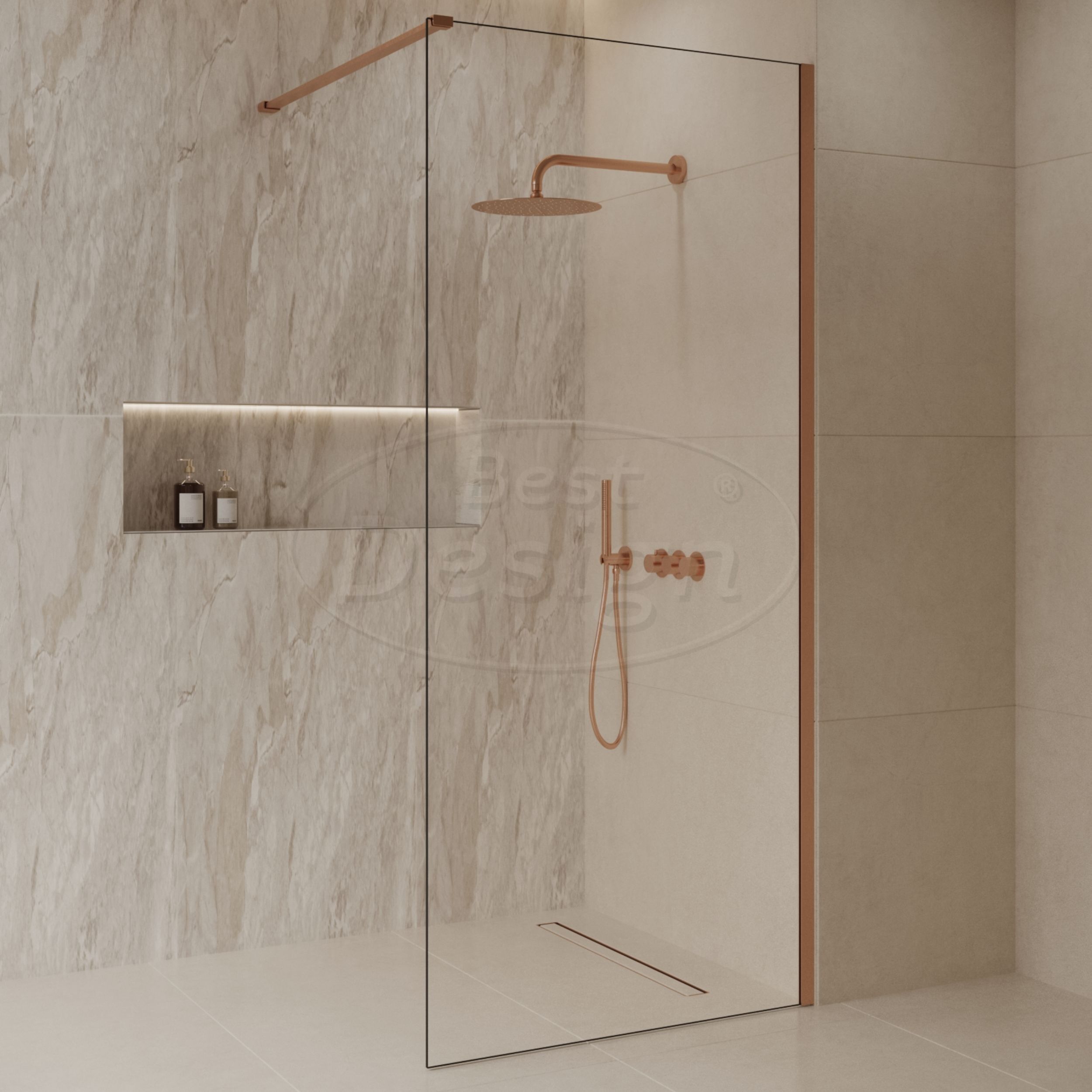 "Dalis-1200-Liora" inloopdouche NANO 8mm glas Desert Brown - Artikelnr.: 4026100