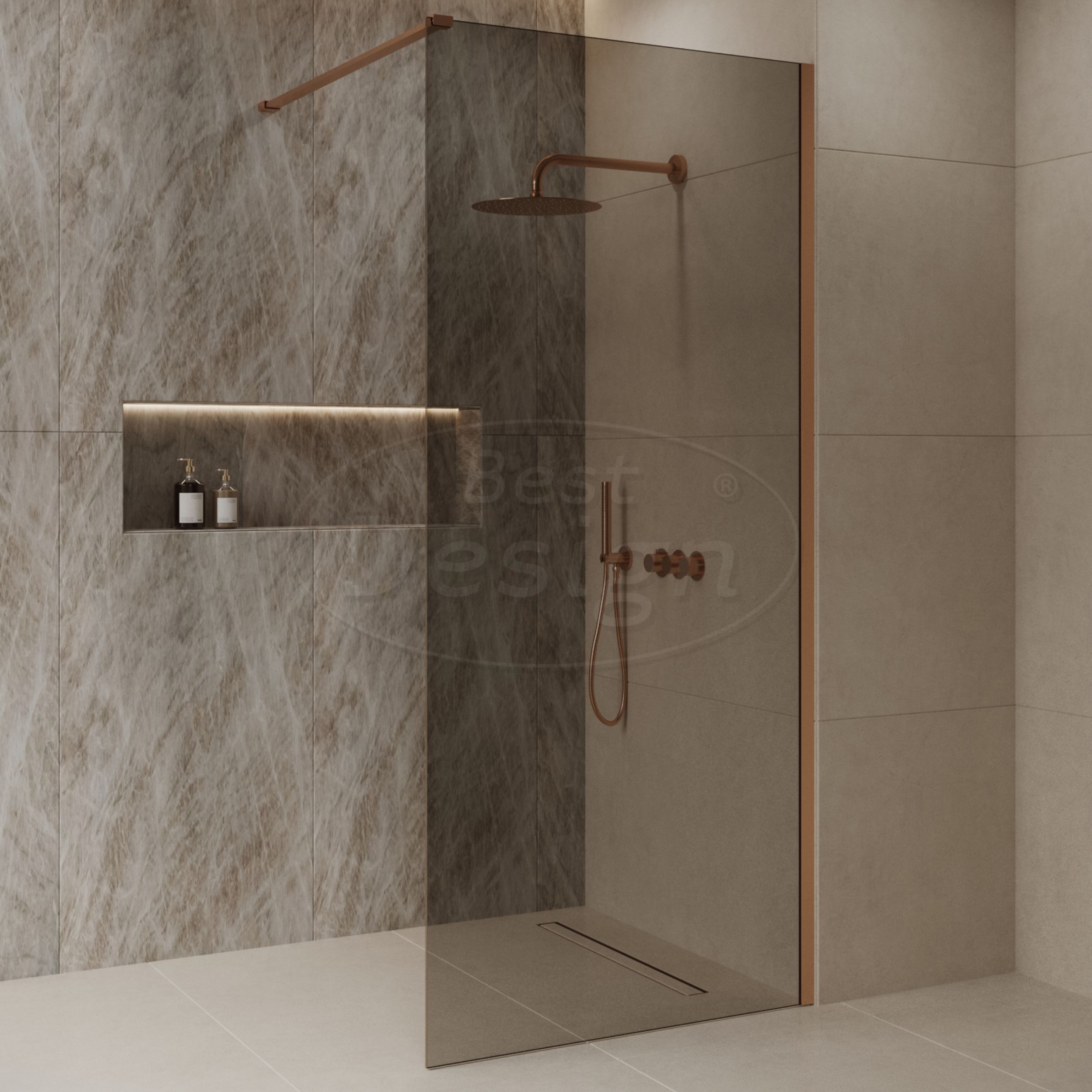 "Dalis-800-Liora-Mocha" inloopdouche NANO 8mm glas Desert Brown - Artikelnr.: 4026160